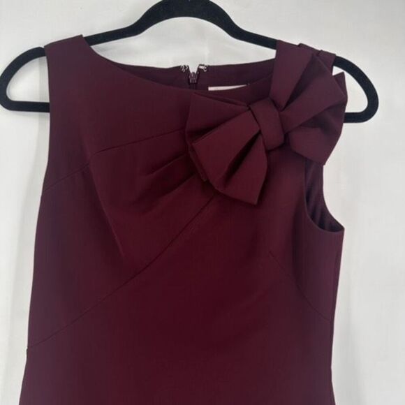 Eliza J Cocktail Sheath Dress Purple Plum Size 4‎ Asymmetrical Bow Elegant - Picture 7 of 11